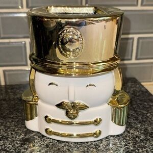 Bath and Body Works White and Gold Nutcracker Hand Soap Holder